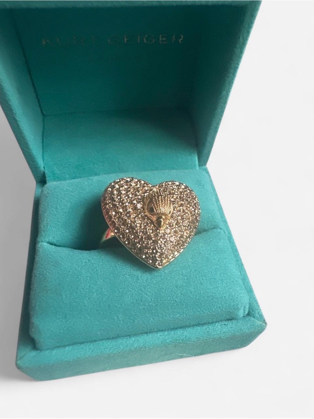 Kurt Geiger Gold Crystal Heart Ring